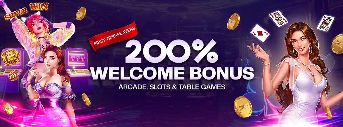 First-time Players 200% Welcome Bonus Arcade, Slots & Table Games